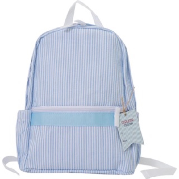 Mini Seersucker Blue Backpack for Toddlers - Picture 1 of 2
